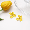 Yellow fresh universal advanced earrings, french style, flowered, high-quality style, bright catchy style