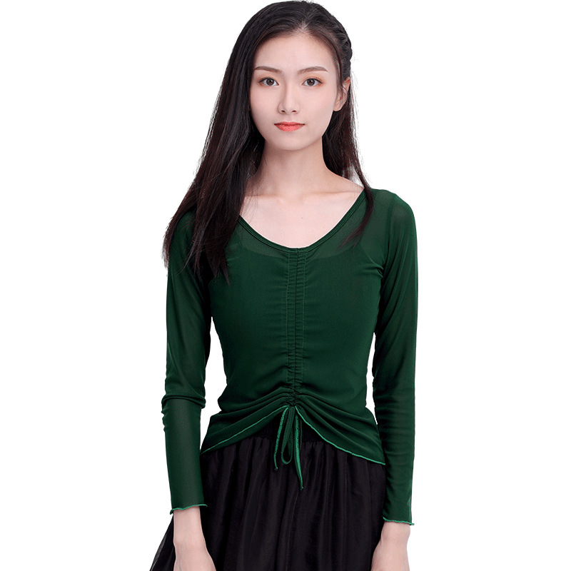 Adulto danza clásica gasa ropa cuerpo ballet danza práctica ropa arte examen malla danza moderna cordón blusa top