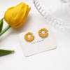 Yellow fresh universal advanced earrings, french style, flowered, high-quality style, bright catchy style