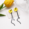 Yellow fresh universal advanced earrings, french style, flowered, high-quality style, bright catchy style