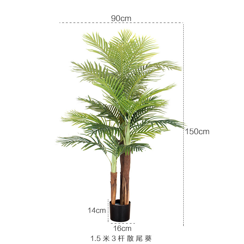 Plantas artificiales nórdicas en maceta, geranios grandes para interiores, plantas verdes artificiales para ventana, bonsái de pie, palmeras artificiales