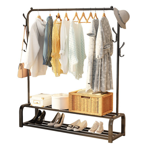 Simple clothes drying rack, household bedroom economical clothes hanger, floor-standing clothes rack, single-pole assembled clothes drying rack