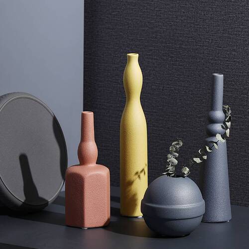 Nordic Creative Morandi Vase Craft Ornament Ceramic Home Living Room Desk Decor Dried Flower Plant Flower Vase