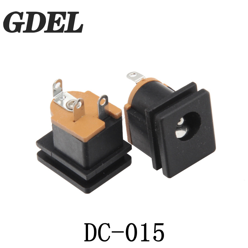 直销DC电源插座DC-015三脚立式插件直流电源插座 针2.0 厂家直销