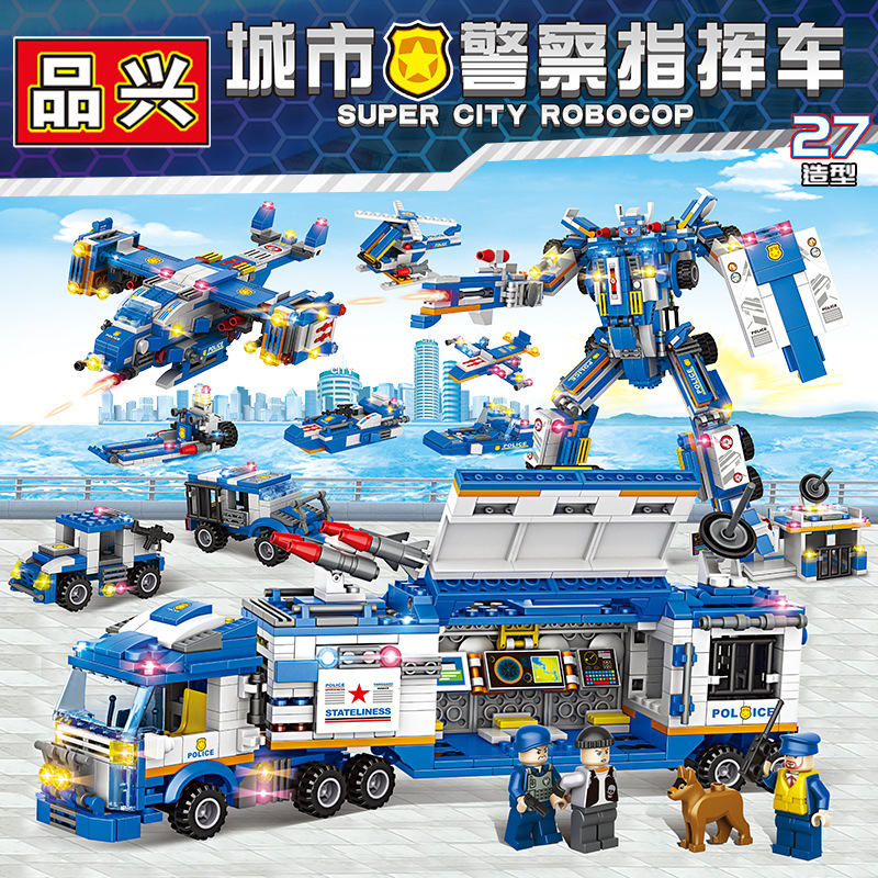 品兴 Lego, конструктор, логическая игрушка, мелкие частицы, полиция, подарок на день рождения