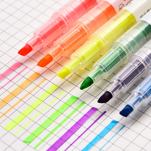 Deli double-head highlighter S627 student with 6-color marker pen color marker pen thick and thin writing pen stationery