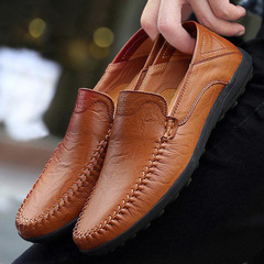Spring and autumn new style bean shoes men's Korean casual leather shoes soft leather men's shoes versatile soft bottom slip-on leather shoes breathable 