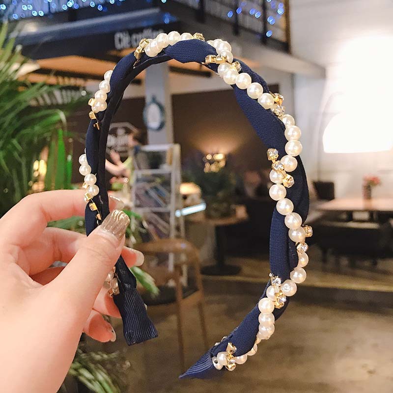 Estilo coreano perla de hadas estilo Chanel diadema de las mujeres del todo-fósforo horquilla retro dulce Super Hada Mori diadema accesorios para el cabello