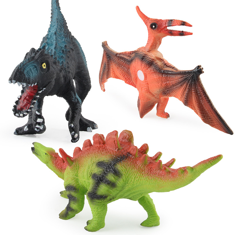 Nuevo producto transfronterizo: Juguete de dinosaurio jurásico realista para niños, modelo grande de Triceratops y pterosaurio, relleno de algodón, hueco, para decoración.