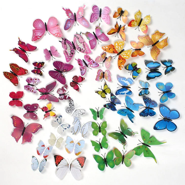 Однослойное Моделирование Бабочка Цвет пластиковая бабочка трехмерная бабочка настенные наклейки Креативные украшения стен украшения дома