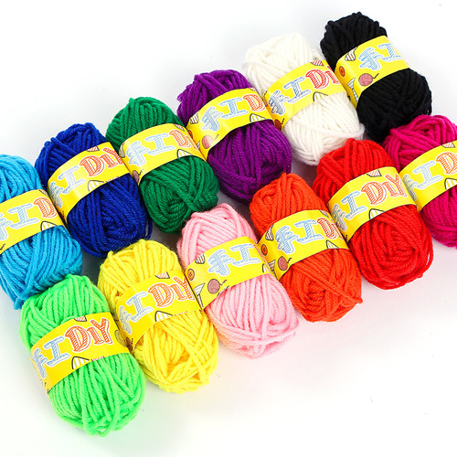 彩色毛线儿童手工制作毛线团DIY编织粘贴画幼儿园手工材料
