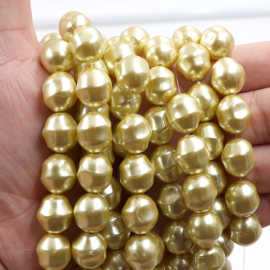 13x15mm清仓巴洛克玻璃仿珍珠直孔散珠金色异形珍珠diy珠链配件