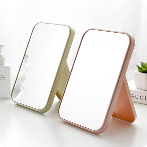 Simple plain square mirror desktop single-sided princess dressing mirror folding portable
