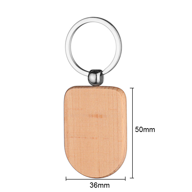 Keychain de madera tallado láser Keychain de madera Colgante de madera Fiesta de negocios Regalo pequeño Keychain