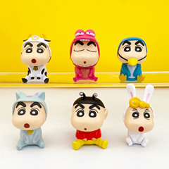 6 Cartoon Crayon Shin-chan Cake Decorations | Gacha Car-Borne Cute Model Dolls | Toy Baking Scene Accessories