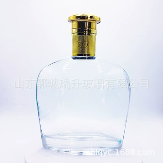 700ml洋酒瓶来图定制晶白料洋酒玻璃瓶配木塞瓶盖红酒瓶XO空酒瓶