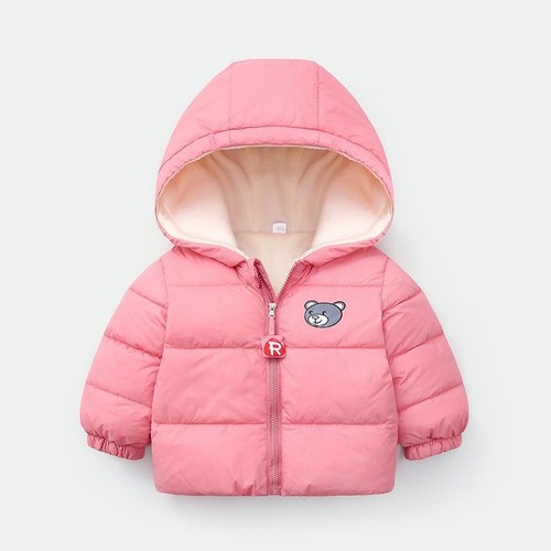  new children's clothing children's down cotton coat plus velvet thickening cartoon baby hooded coat boys and girls winter clothing
