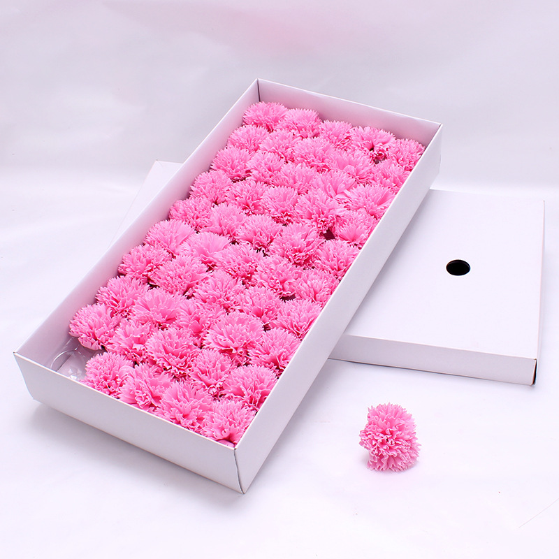 Flores artificiales de jabón, cabezas de flores de jabón para el Día de la Madre, claveles de jabón simulados con materiales para envolver flores, ramo de flores simuladas