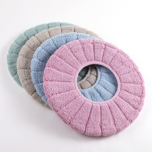 One piece drop shipping universal autumn and winter plus velvet O-shaped toilet mat for home use washable thickened Nordic toilet seat cover