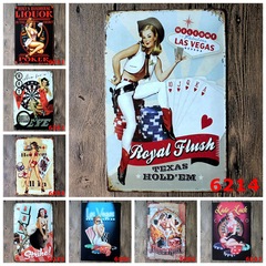 Vintage European and American Casino Decorative Tin Paintings—Wholesale for Bars, KTVs, Amazon, and AliExpress—Hot Sellers