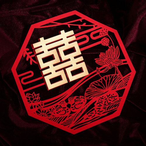 Complete collection of wedding supplies, wedding stickers, door wedding room decoration, wedding three-dimensional double happiness stickers, bedroom layout