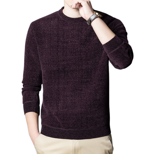 Winter Men's Fleece Knit Sweater for Middle-Aged Men, Thick Dad Knitted Woolen Coat, Sherpa Fleece Warm Sweatshirt Top for Men