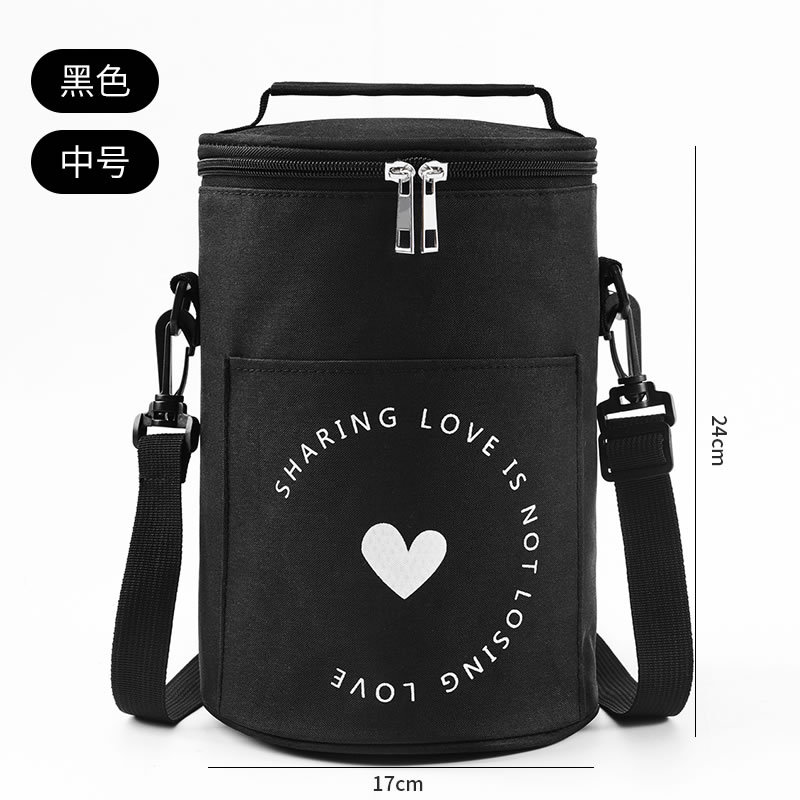 Large Cylindrical Insulated Lunch Bag with Aluminum Foil, Portable Round Lunch Bag for Work