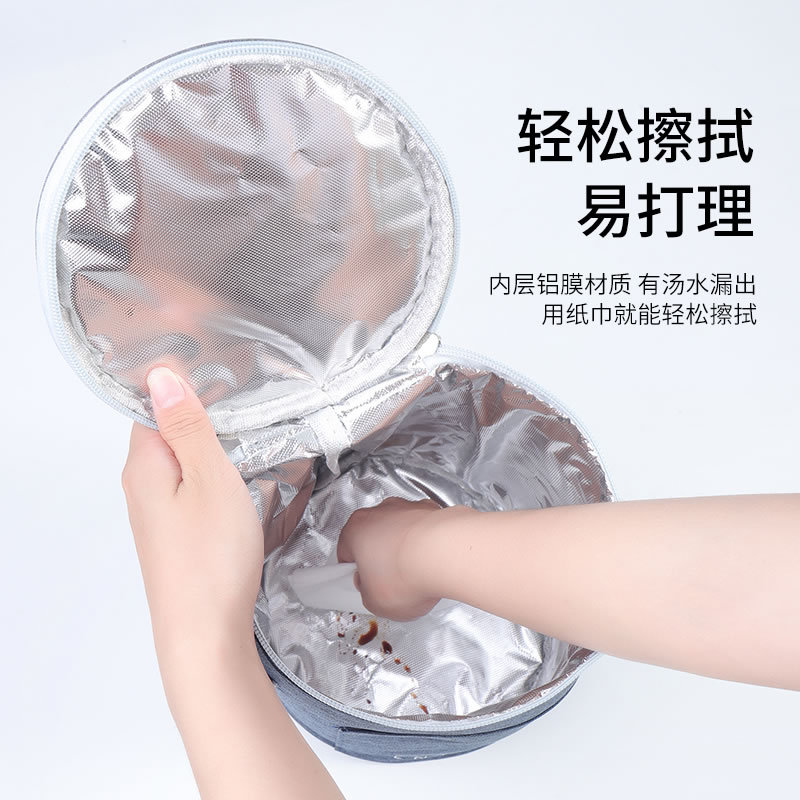 Large Cylindrical Insulated Lunch Bag with Aluminum Foil, Portable Round Lunch Bag for Work