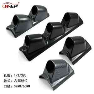 Car Modified Meter Holder A-Pillar Right Driver's Seat Instrument Holder Universal 2" 2.5" Carbon Pattern Black Water Temperature Meter Holder