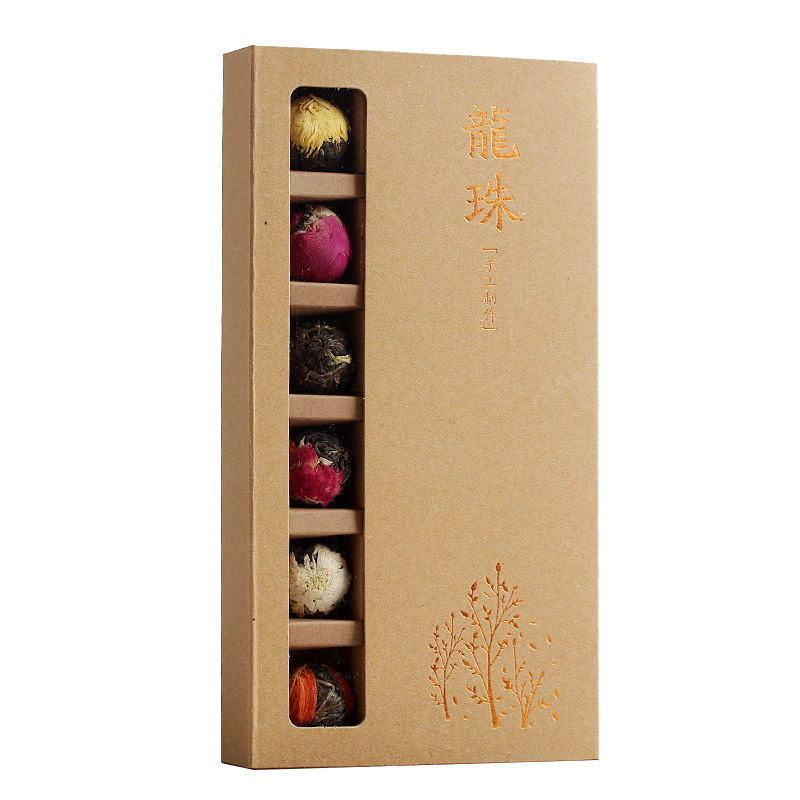 Wholesale Yunnan Pu'er Flower Tea Dragon Pearl Gift Box 18 Pieces Raw Tea Rose Jasmine Peony 6 Flavors Combo Flower Tea