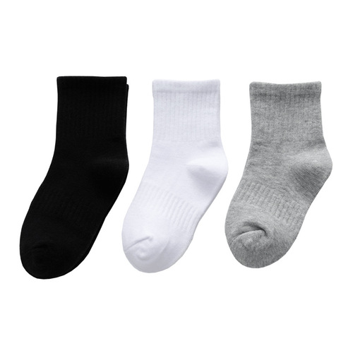 Children's socks, autumn and winter versatile monochrome knee-high socks, adult male cotton socks, girls' socks, student sports socks, white socks