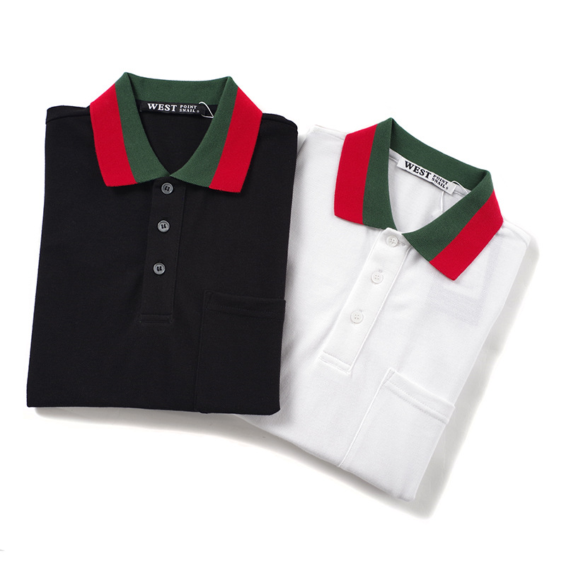 Summer trendy new polo shirt with woven collar, loose fit, versatile short sleeve, pure cotton, couple's T-shirt, factory direct sales.