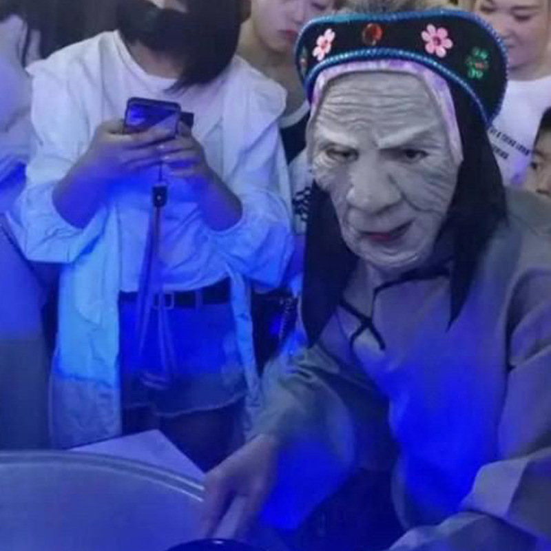 Shake Voice with Meng Po Clothing Online Celebrity Props Mask Clothing Meng Po Tang Old Lady Full Face Headwear Full Set