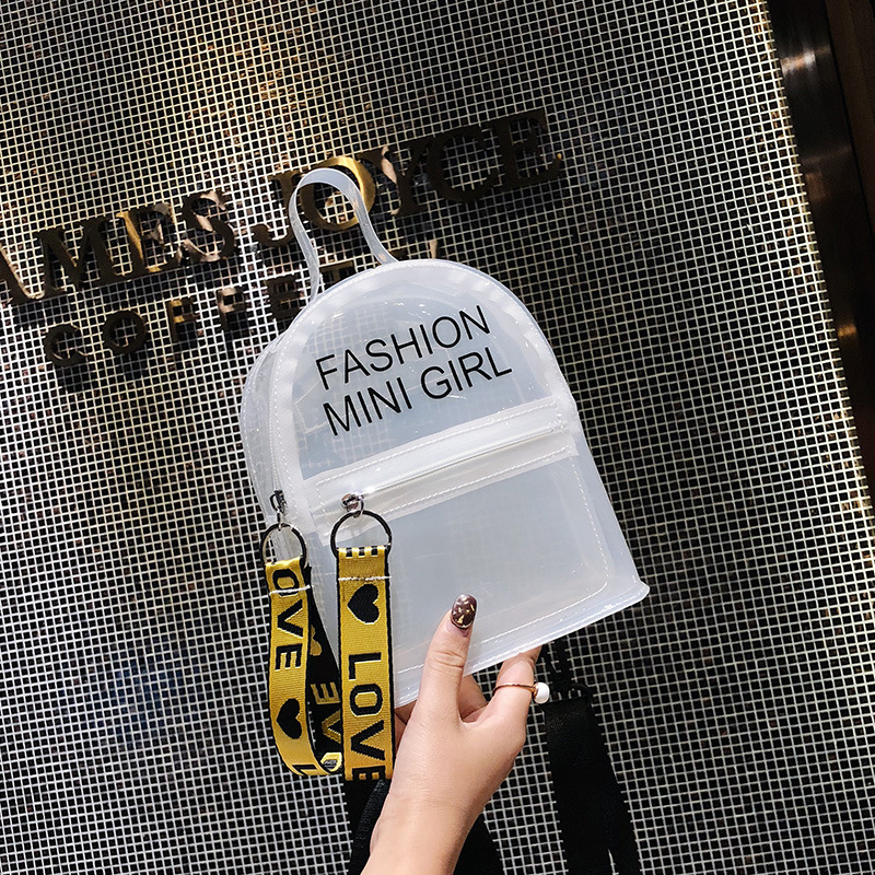 Bolsa de verano mochila transparente 2023 estilo coreano carta de jalea de moda bolso casual Portátil Bolsa De mujer entrega de una sola pieza