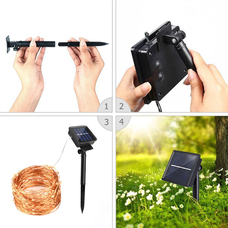 Full Tiantian LED Copper Light Strings Solar Waterproof IP65 Festival Christmas Decoration Outdoor Landscape Set 4