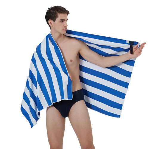 Microfiber double-sided velvet beach towel yarn-dyed striped bath towel towel quick-drying sports beach towel sports towel wholesale