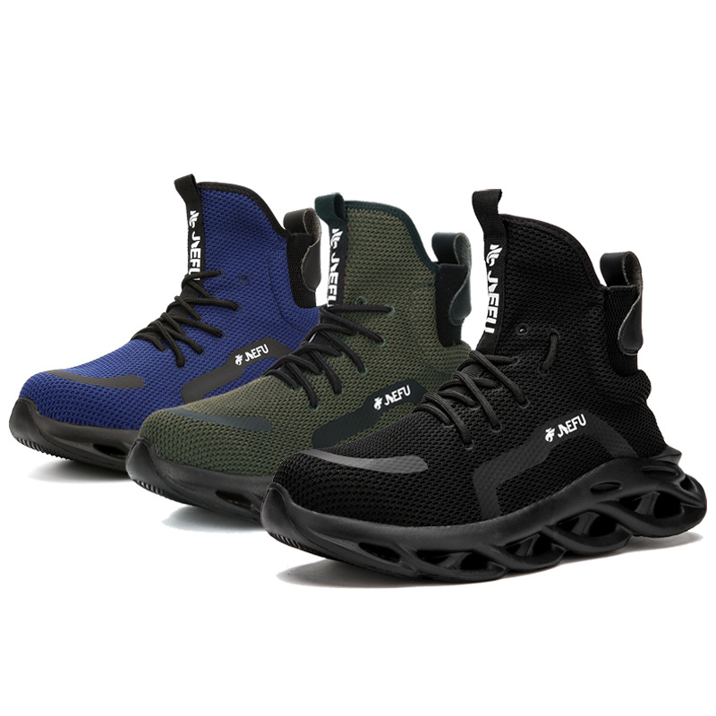 Nuevo modelo transfronterizo de zapatos de protección laboral Jiefu para hombre, con puntera de acero de alta calidad, anti-aplastamiento, resistentes a pinchazos, ligeros y transpirables. image 7