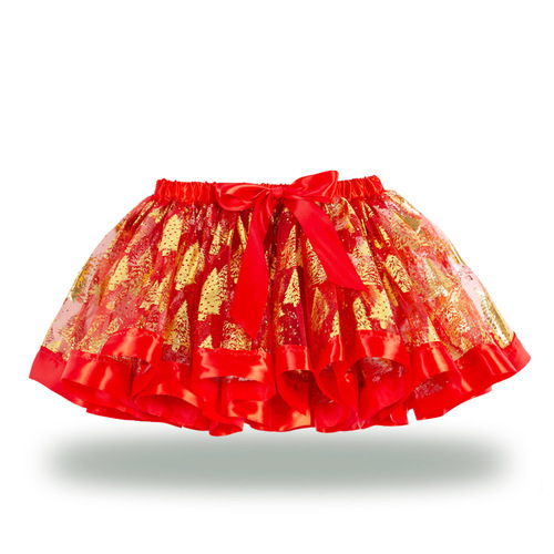 2024 New Year and Christmas girls tutu skirt bronzing Christmas tree elk tutu skirt mesh children's princess skirt