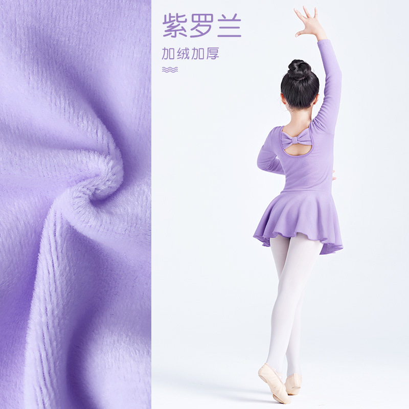 Ropa de baile para niños Falda de baile para niñas de otoño e invierno ropa de práctica para niños arco falda de Ballet de manga larga con forro polar