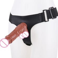 F147三角穿戴七彩锁精环仿真阳具女性拉拉同性用品跨境一件可代发