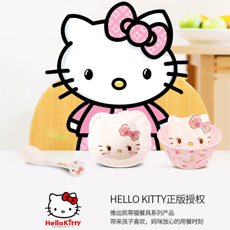 Детская посуда (Wuhe) набор Hello Kitty — тарелки, миски, кружка и стакан
