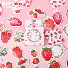 Sticker set for MoMo box, strawberry cheese, creative handbook item decoration, 45 pieces in total