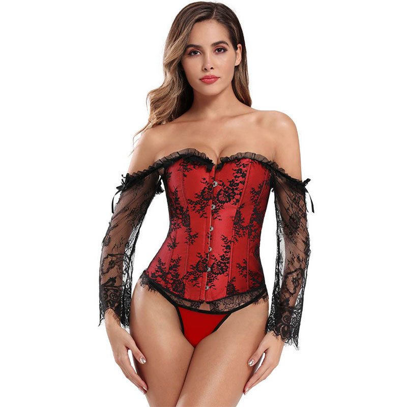 Aumentar el tamaño de la corte europea y americana corsé femenino sensación de belleza abdomen cerrado corsé de manga larga Amazon suministro de comercio exterior