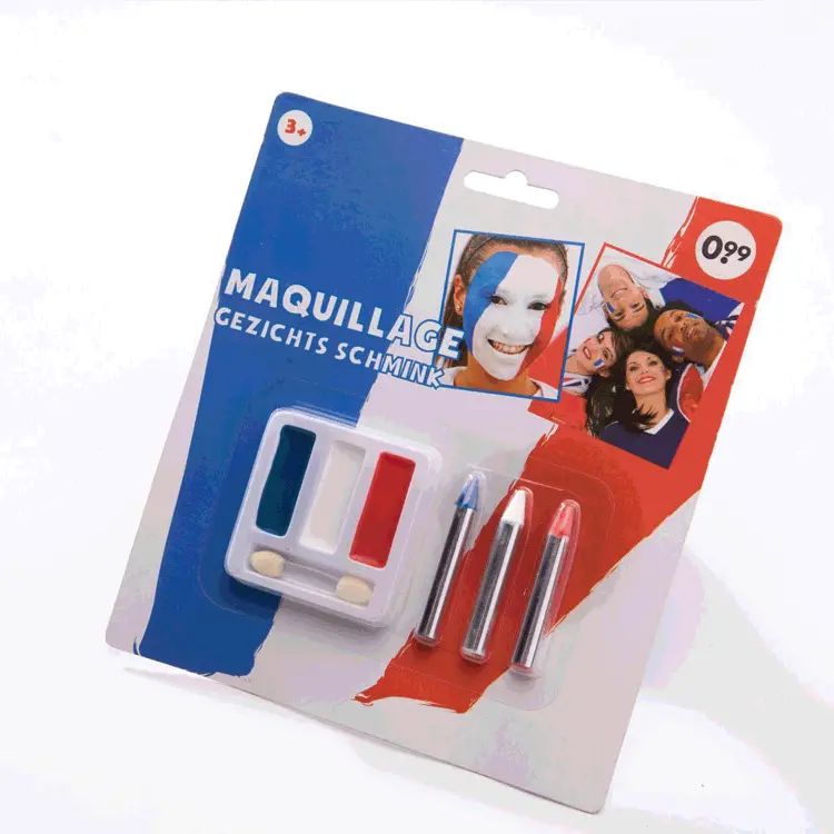 水性3色人体彩绘3色蜡笔 大人小孩可使用脸部彩绘蜡笔
