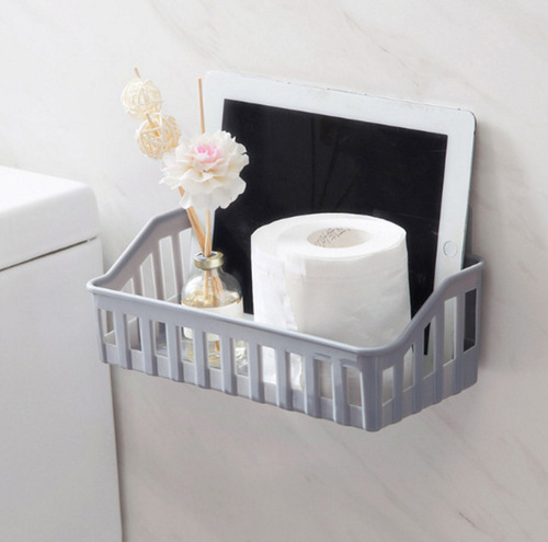 Traceless hole bathroom rack, nail-free toilet plastic wall-mounted rack, storage rack, wash rack, bathroom supplies