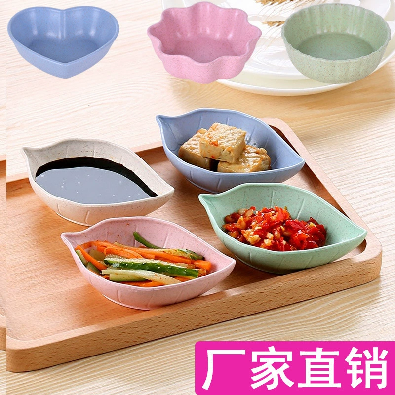 Креативная Бытовая Кухня Пшеничная солома Приправа Блюдо Пластиковые круглые соленые овощи Маленькое блюдо Блюдо для погружения Блюдо для закусок Посуда