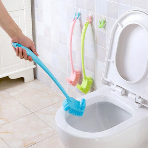 Creative plastic curved long-handled double-sided toilet brush with no dead ends in all directions, bathroom cleaning multi-purpose brush