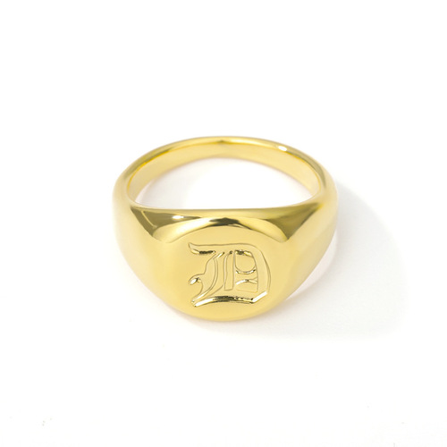 Cross-border new product ancient English font ladies alphabet ring copper round ring fashion jewelry Christmas gift