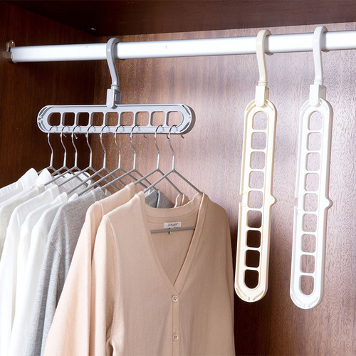 The same nine-hole clothes hanger multifunctional nine-hole rotating magic clothes hanger folding clothes drying storage rack
