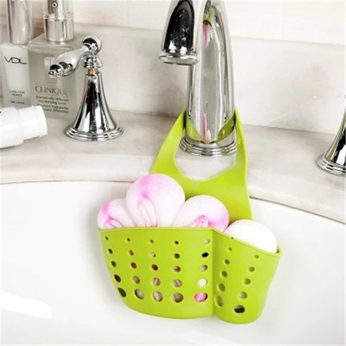 Creative adjustable snap-on sink storage hanging basket kitchen rack faucet sponge drain hanging bag